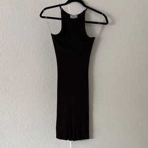 Black Bead Black Ribbed Midi Tank Dress